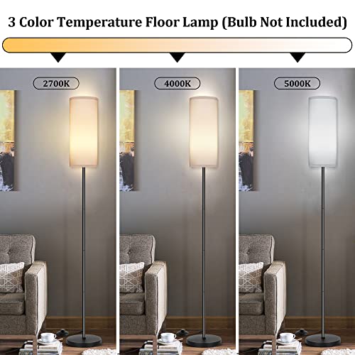 PARTPHONER Floor Lamp for Living Room, Modern Standing Lamps with Lampshade, Minimalist Tall Lamp with Foot Switch for Living Room, Bedroom, Kids Room, Office(Bulb Not Included) - Image 3