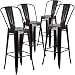 Flash Furniture 4 Pk. 30'' High Black-Antique Gold Metal Indoor-Outdoor Barstool with Back