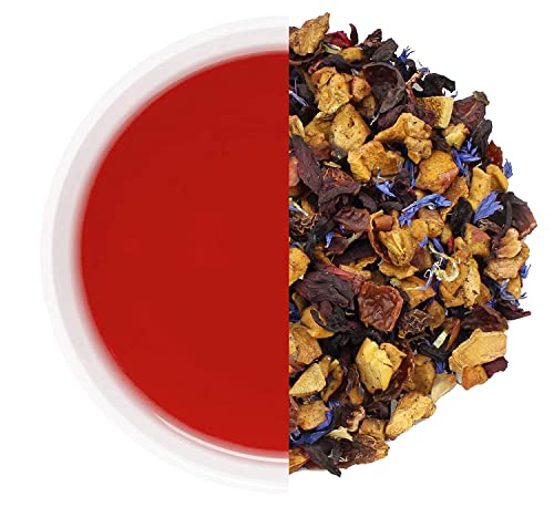 Hibiscus Blue Eyes Herbal Tea (8Oz Bulk Bag); Caffeine-Free Tisane W/ Dried Flowers & Fruit #TOP2