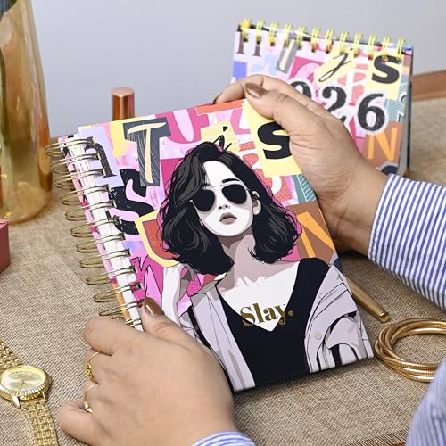 Image of Planner Kit, Planner Set Includes A5 Journal (22x17cm) 262 Pages, 120 GSM, Weekly Planner, Desk Calendar 2026, Stickers Book and Bookmark (The Power Edition)