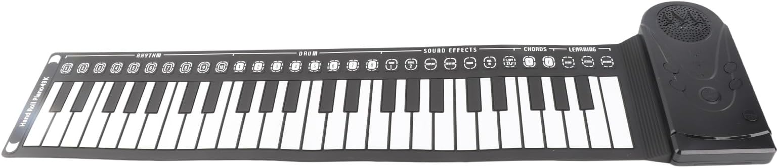 Roll Up Piano 49 Keys, Flexible Silicone Electronic Portable Foldable Piano Hand Roll Up Keyboard with Recording & Playback Function for Travel Beginners Adults