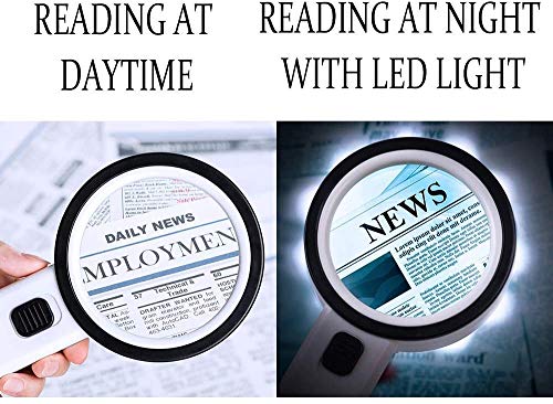 Image of ZURATO Magnifying Glass 30X, Large Magnifier with Light, LED Illuminated & Handheld, Premium High Power Magnify Glass for Reading Books, Newspaper, Seniors, Macular Degeneration, Stamps