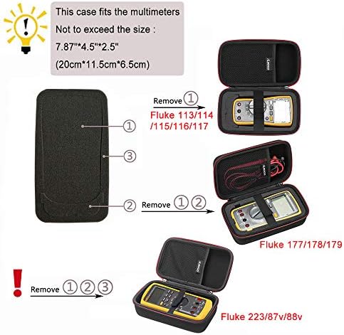 RLSOCO Hard Case for Universal Digital Multimeter Fluke 113/115/116/117/177/179/V88/233 Digital Multimeter and for Astroai/BEVA/Proster/Neoteck/HANMATEK/KAIWEETS/Tacklife Digital Multimeter (Red Zip)
