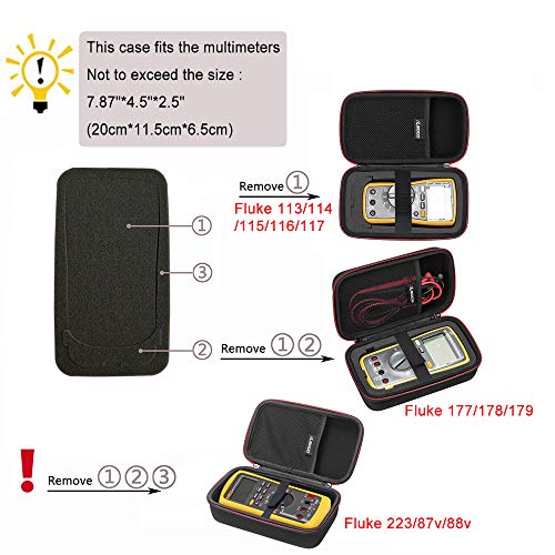 RLSOCO Funda para el Multímetro Digital Crenova/FlePow/Aidbucks/Tacklife DM08 /Mastech/Proster/Fluke 233/117/116/115/114/113/103 Multímetro y más (Cremallera roja)