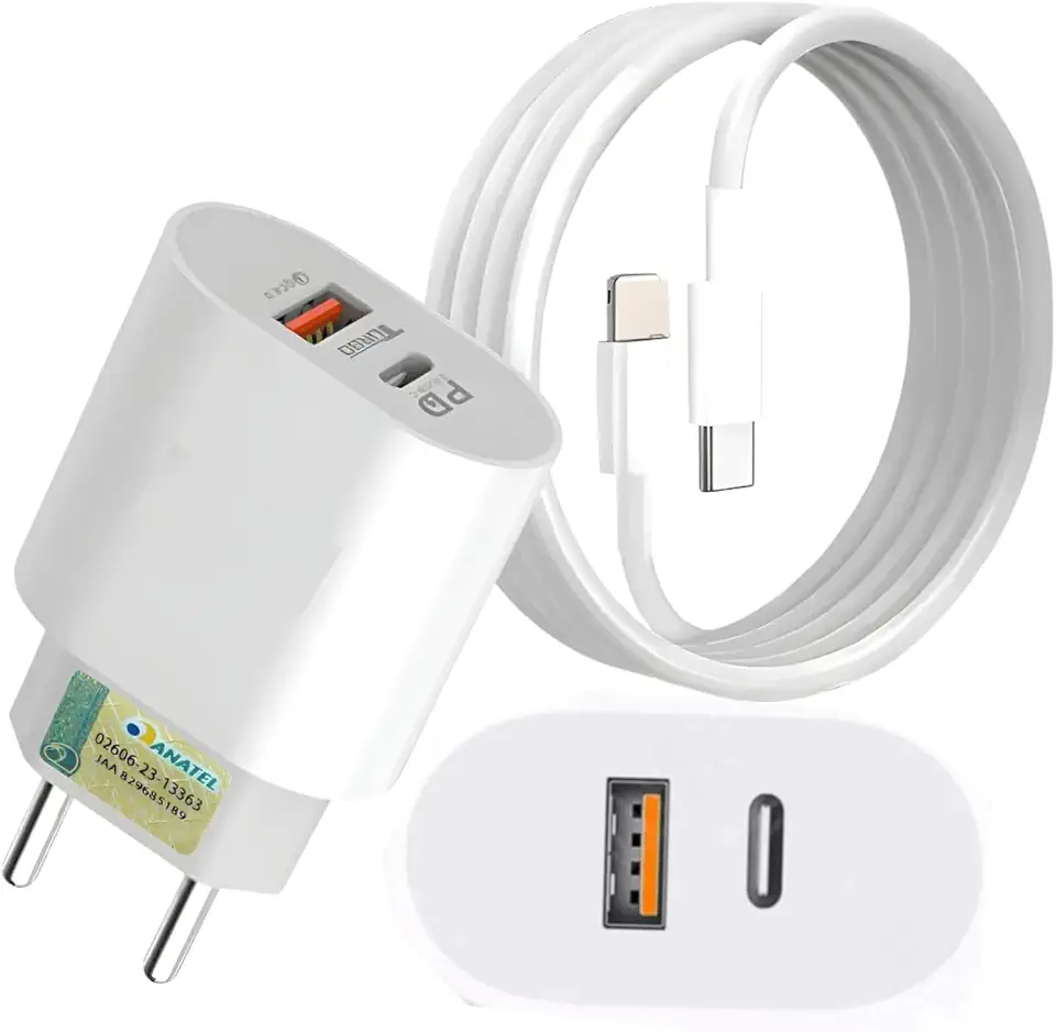 Carregador turbo 40w compatível com iPhone x xr 8 11 12 13 14 Plus Pro Max