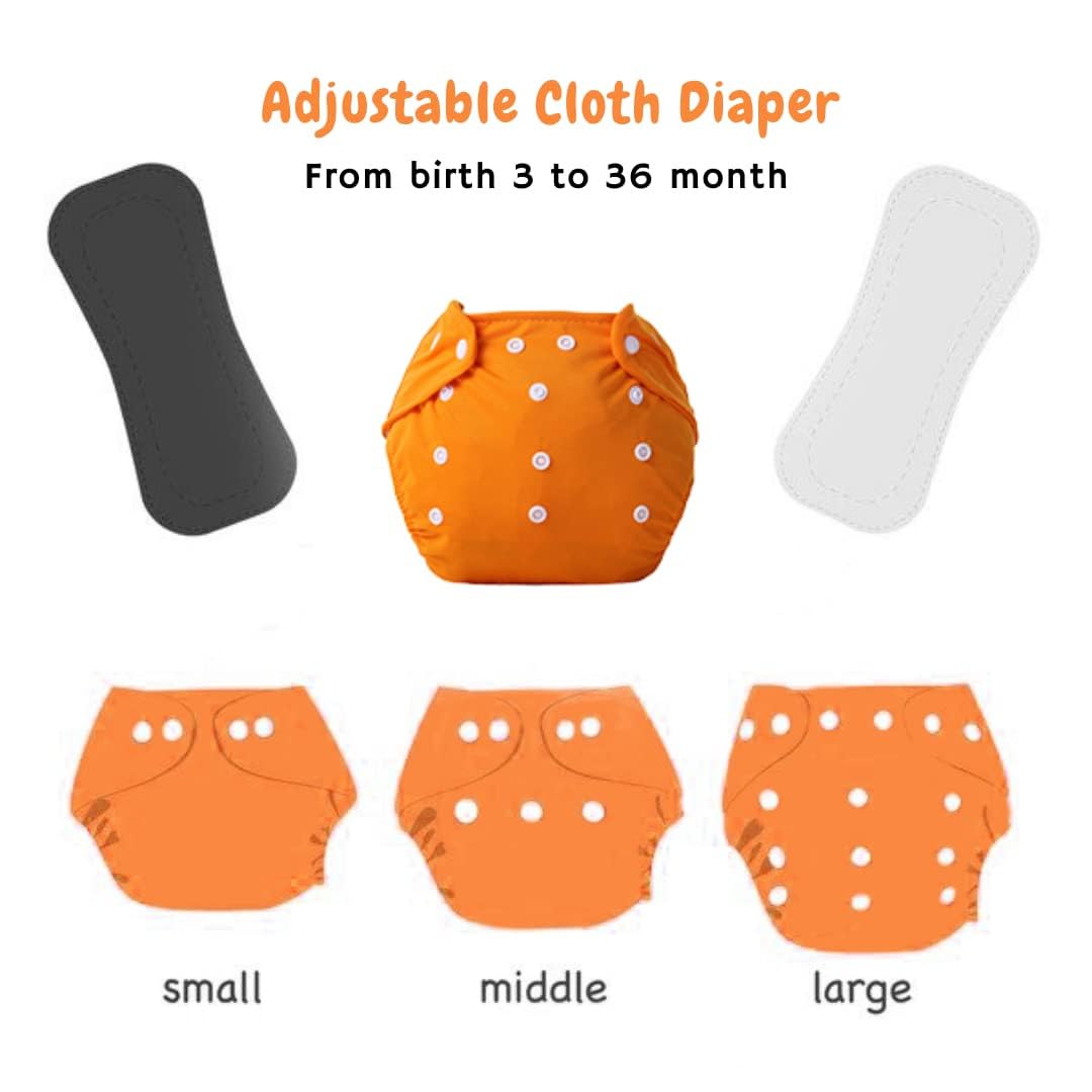 P-BEAUTY Baby Diaper Premium Cloth Cotton Diaper Reusable, Adjustable Size, Waterproof, Pocket Cloth Diaper Nappie Pack of 2 | DHR015 2
