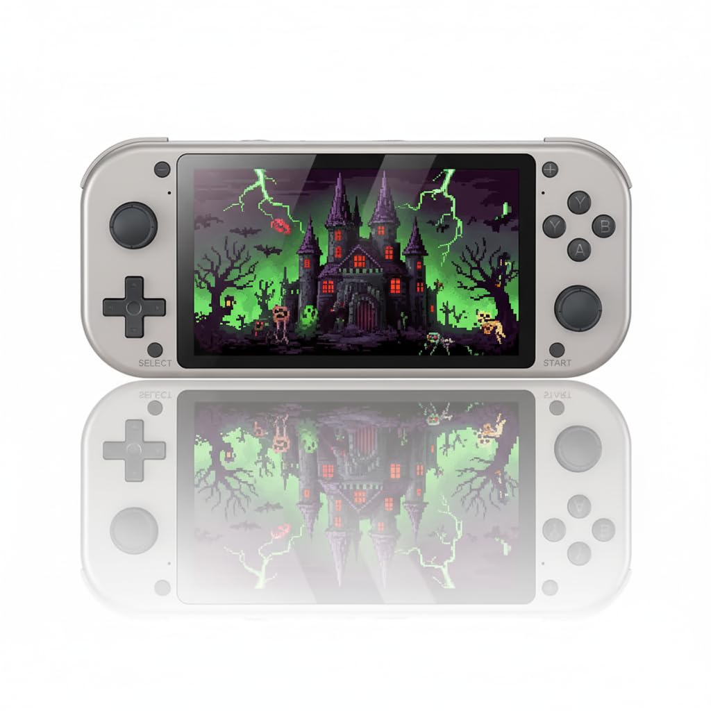 Console de jeu vidéo portable rétro – Écran IPS de 4,3 pouces, système Emuelec, 64 Go, plus de 20 000 jeux, système de jeu classique, rétro