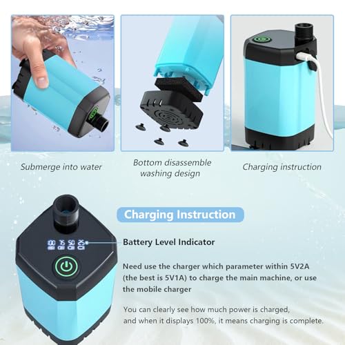 Aacabo Rechargeable Water Table Pump(Huge Water Output),Kids Sand Water Play Pump, 3 Spray Modes, IPX7 Waterproof,Outdoor Toddler Activity Table Accessory - Thumbnail 4