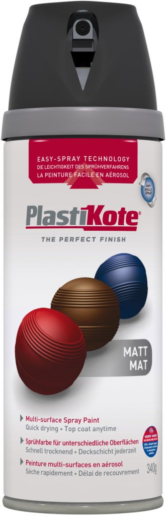 Plasti-Kote Premium Spray Paint Matt 400Ml Black 5054251436403
