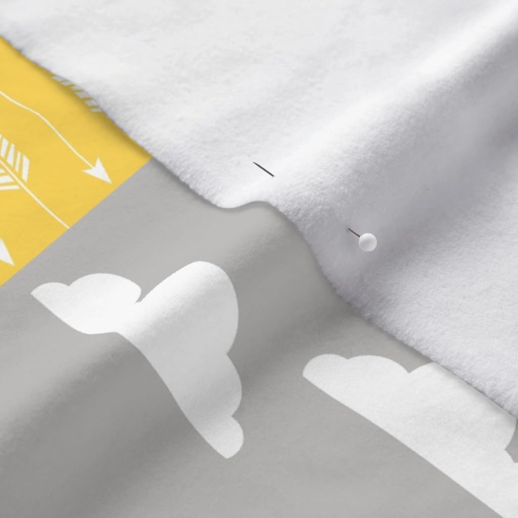 Spoonflower Fabric - Organic Knit Eco Friendly Cheater Quilt Yellow Gray Nursery Gender Printed on Polartec(R) Fleece Fabric by The Yard - Sewing Blankets Loungewear and No-Sew Projects