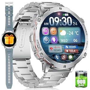 SIEMORL Montre Connectée Homme avec Appel Bluetooth,Fitness Tracker 100+ Modes Sport,1,73&Prime; AMOLED Étanchéité 5ATM,Moniteur Sommeil Fréquence Cardiaque Montre Intelligente pour Android iOS