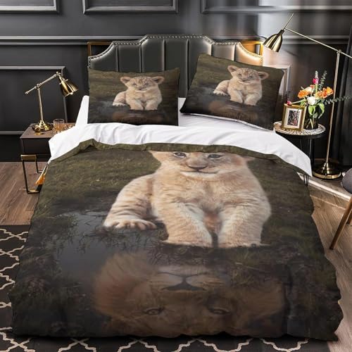 Housse de couette lion avec fermeture éclair pour lit sans pli - 3