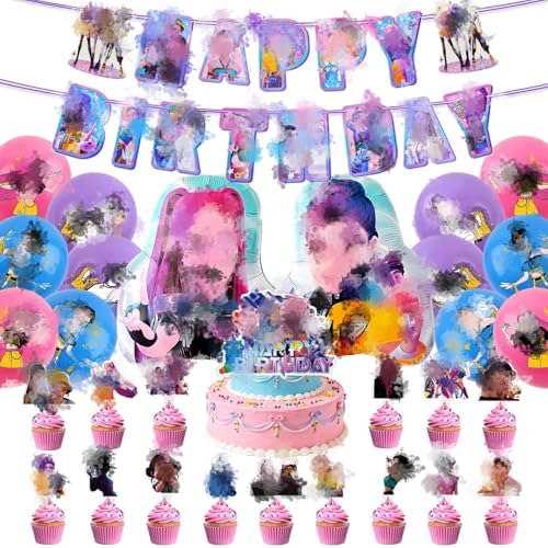Birthday Decoration Balloon Set, 31Pcs Party Suppiles, Happy Birthday Banner, Cupcake Toppers Cake Decor