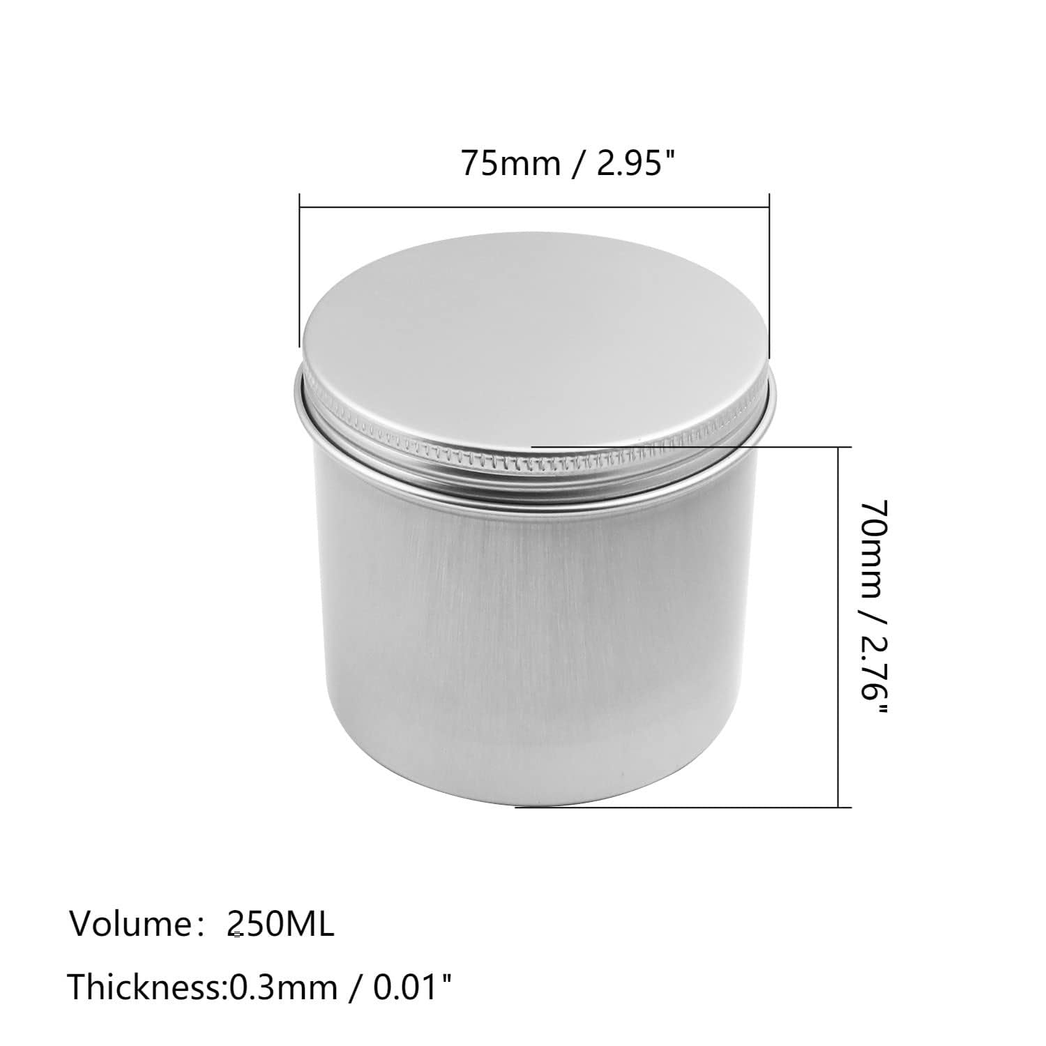 Recogwood 250ml Aluminium Tin Jars, Round Metal Tins Empty Storage Containers - Image 2