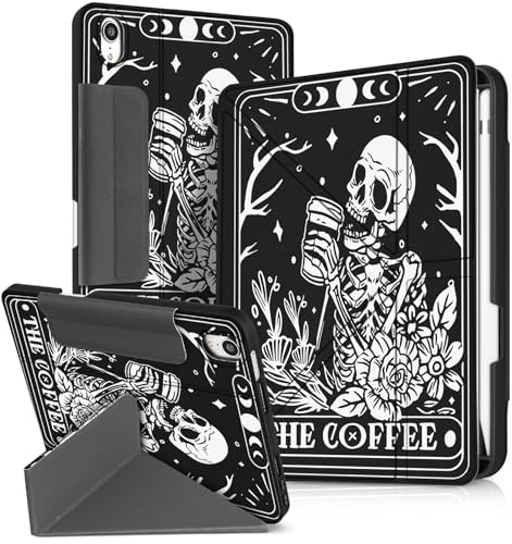 Miss Adola Compatible with Mini A17 Pro/6th Generation Case - Cute Cartoon Tablet Cover with Pen Holder 8.3 Inch Cool Kawaii Design for Boys Girls Women Men, Coffee Skull