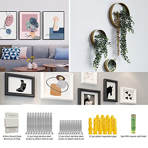 Z-Clamps, Used To Hang French Splint Picture Hanger Hardware Kit, Wall Bracket Interlocking Wall Bracket Hardware Kit, Used To Hang Mirrors, Panels, Shelves, Headboards, Art Frames. (4" (6Pairs)) #TOP6