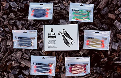 Foto von Ribak Gummifisch Set 30 Stück | Hunted Gummifische Set 10 cm | Köder für Barsch, Zander und Hecht | 30er Set - 6 Farbdekore