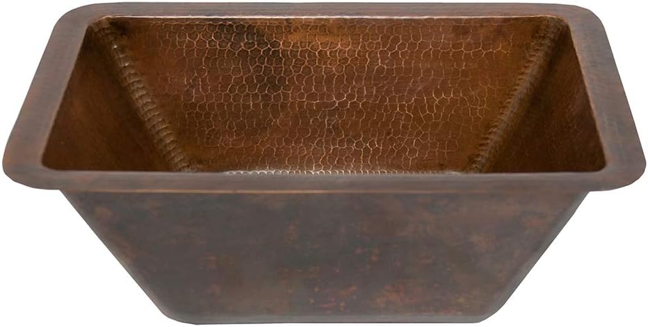 Premier Copper Products BRECDB3 17-Inch Rectangle Copper Sink with 3.5-Inch Drain Size, Oil Rubbed Bronze