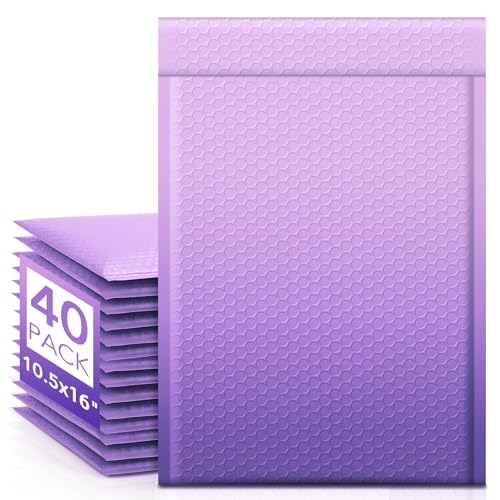 Image of Fuxury 40 Pack Bubble Mailers 10.5x16 inch Gradient Purple Padded Envelopes