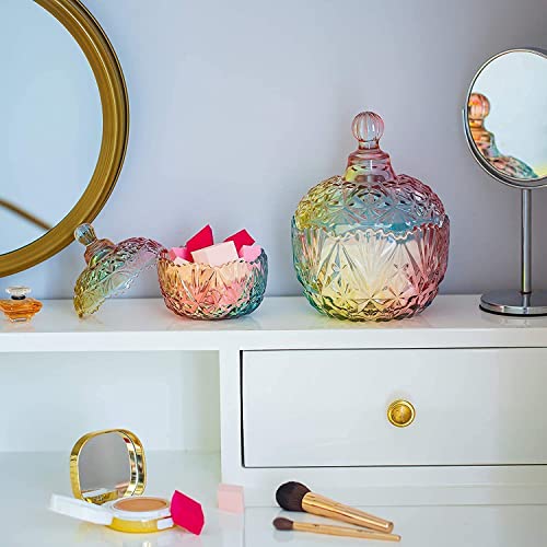 LUCKTE Royal Embossed Clear Glass Apothecary Jar With Lids,Candy Jar Containers Wedding Candy Buffet Jars,Crystal Jewelry Box Glass Biscuit Jar -9 oz (Crown) - Image 5