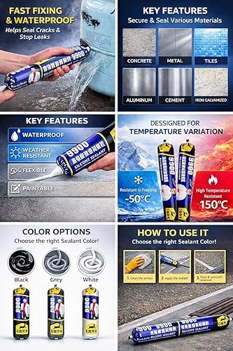 Image of Waterproof Silicone Sealant 770gm for Roof Leakage Repair, Fast Drying Flexible Adhesive for Concrete, Metal, Steel, Aluminum, Tiles & Water Tank