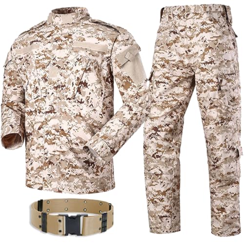 Military Tactical Mens Hunting Combat BDU Uniform Suit Shirt & Pants with Belt MC