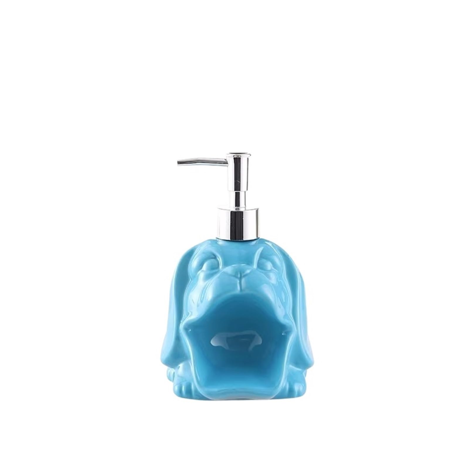 Bathroom Countertop Soap Ceramic Dog Subpackage Soap Dispenser Commercial Hotel Shampoo Bath Gel Lotion Bottle Decor and Accessories(Blue)