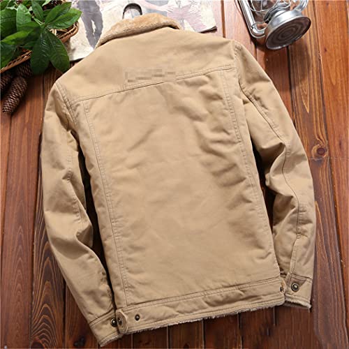 Blouson aviateur homme veste hiver polaire chaude kaki décontracté taille L