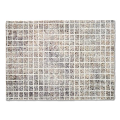 Schöner Wohnen Kollektion Felpudo exterior e interior – Felpudo 50 x 70 cm cuadros beige – antideslizante – Felpudo para puerta de casa – Felpudo lavable a 30 °C