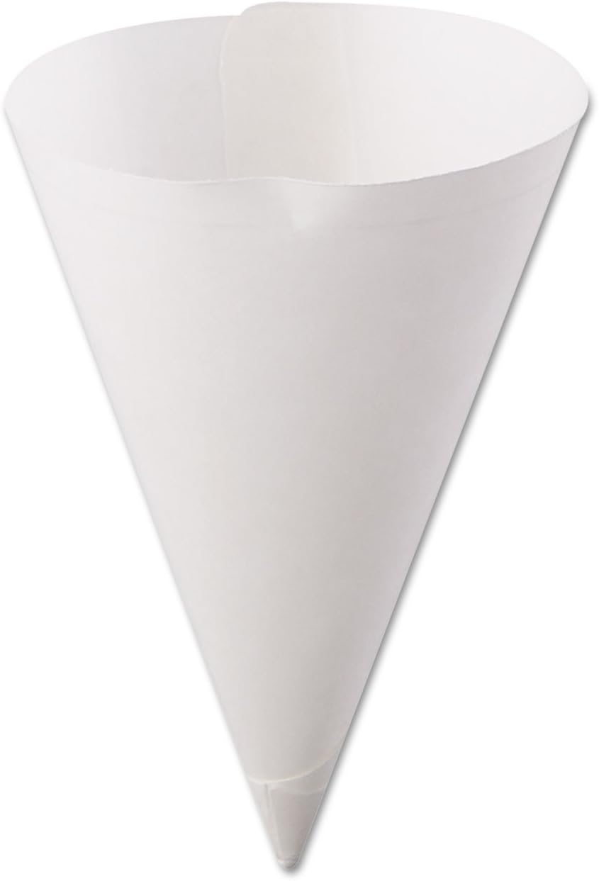 Konie Straight-Edge Paper Cone Cups, 7Oz, White, 250/Bag, 5000/Carton