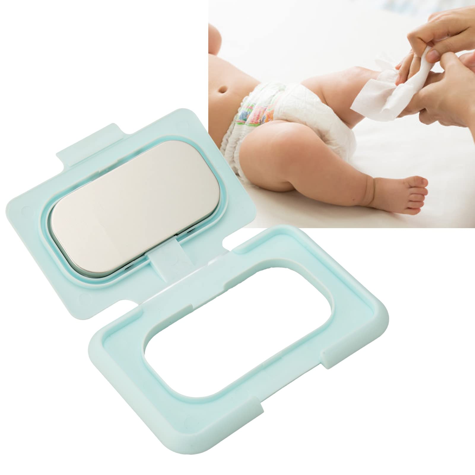 Chauffe-Lingettes pour bébé, Chauffe-Lingettes pour bébé Portable, Chauffage Uniforme, Température Constante, Distributeur Ultra Fin USB pour Lingettes Chaudes, Bleu Clair