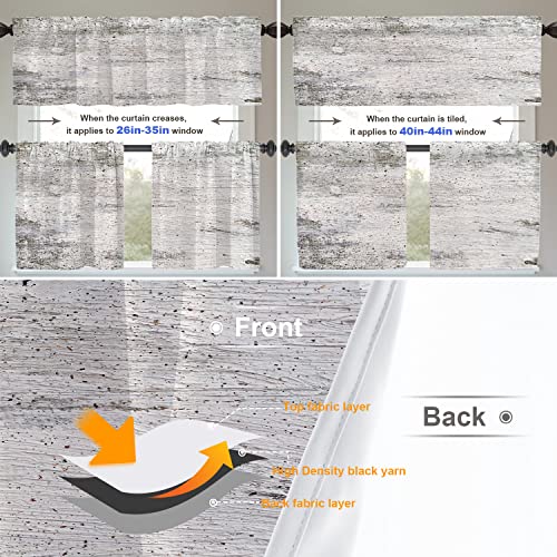 Baonews Grey White Abstract Grunge Kitchen Tier Curtains For Windows,Art Oil Painting Blackout Valances Multilayer Polyester Window Treatments For Kitchen 2 Pack 26X24 Inches #TOP2