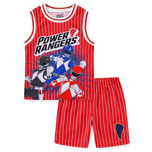 Power Rangers Boys Tank Top Shirt and Active Mesh Short Set for Toddler and Big Kids