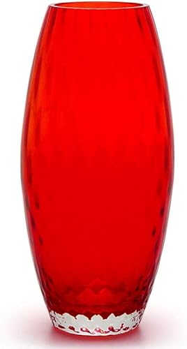 Cá d'Oro Jarrón de cristal rojo estilo Murano Baloton vidrio soplado a mano para flor, decoración de habitación y centro de mesa, modelo Oliva G