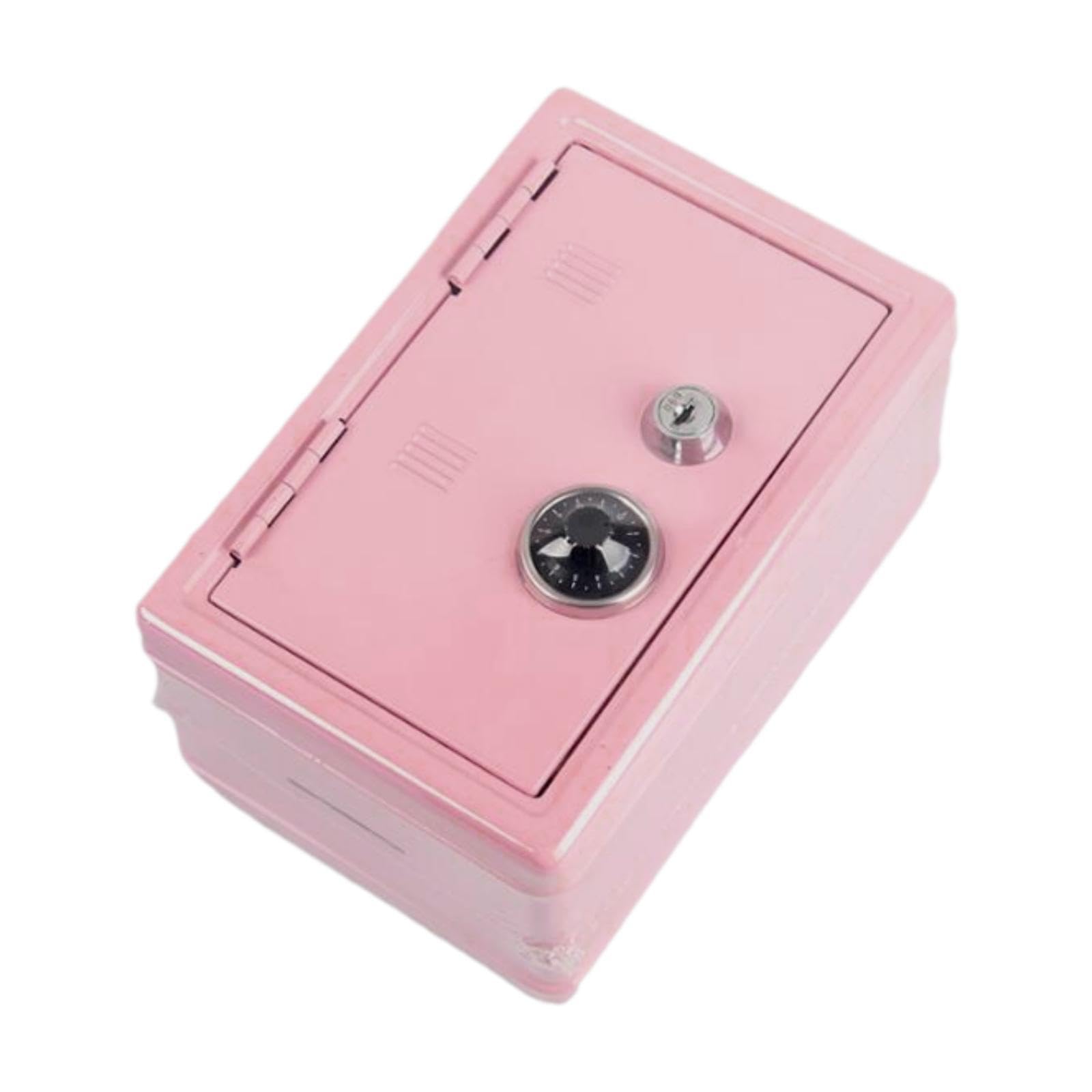 Iron Piggy Bank Coin Bank with Lock Storage Case Home Decor Money Saving Box Pink-image-37