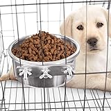 Fressnapf für den Außenbereich, aus Edelstahl, lässt sich leicht an einer Hundekäfig, Katzenkäfig oder Vogelkäfig befestigen Keloc