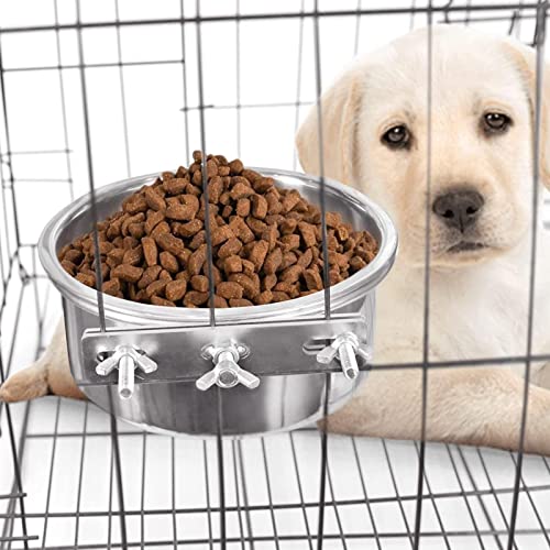 Fressnapf für den Außenbereich, aus Edelstahl, lässt sich leicht an einer Hundekäfig, Katzenkäfig oder Vogelkäfig befestigen Keloc