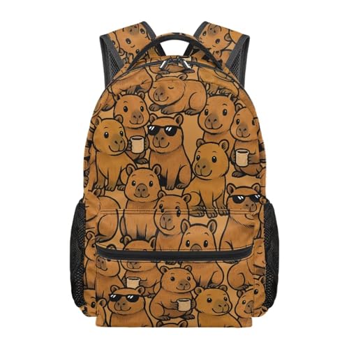 Girls Backpack 10-12 Years Old Capybara 4th Grade Backpack for Girls Kids Bookbag with Adjustable Straps Adorable School Bag