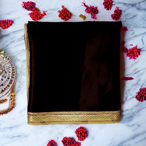Image of Pooja Cloth for Mandir and Multi Purpose Use (Orange & Black)