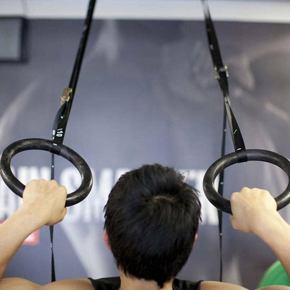 Anelli per il fitness, Anelli for ginnastica in ABS con cinghie e fibbie for allenamento di forza, set di anelli da tirare for ginnastica domestica