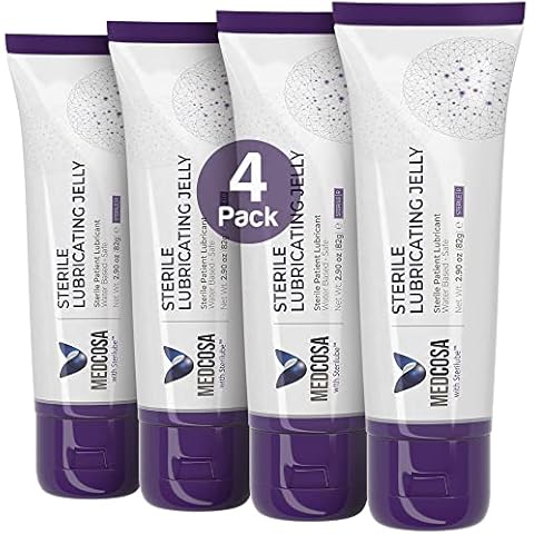 Medcosa Sterile Lube & Surgical Lube | Water Based Lubricating Jelly | Medical Lubricant [4 x 2.9oz] Flip Top Tube for Sounding Rod | Baby Doppler Gel Lubricant Cover