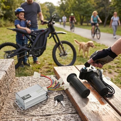 Image of 36V 25A Controller and Throttle,Twist Throttle Handlebar Grips ,Brushed Motor Ebike Speed Controller Kit Compatible with MX350 Razor Dirt Bike Scooter Electric Bicycle (Replacement Parts (36V 1000W)