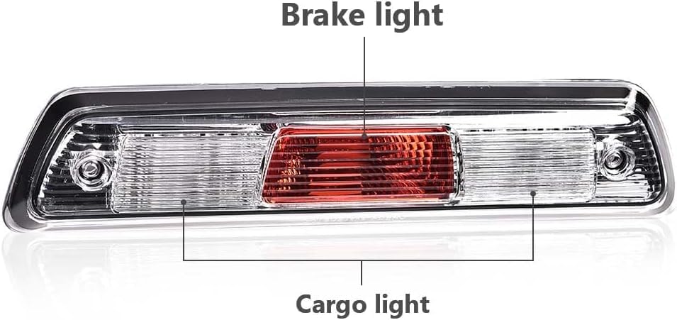ALLGOOD Third Brake Light, Compatible with 2009-2014 Ford F150 Truck 3rd Brake Lights Assembly High Mount Center Rear Roof Third Cargo Light Parking Light Halogen, Clear/Red Lens Black Housing