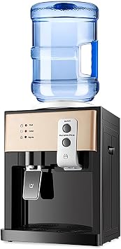 Water Cooler Hot & Cold Water Dispenser Reliable, Compact Countertop Bottled Water Dispenser Designed for Use in Your Kitchen or Office. Easy to Set Up, Mains Plug Socket Required champagne-gold