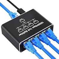 NEUTYPECHIC LAN Splitter 1 auf 4, 1000Mbps Gigabit Ethernet Splitter LAN Switch 4 Port, RJ45 Netzwerk-Switches mit Type-C für Computer, Laptop, Switch, Router, Netzwerksteckdose, TV-Box, et