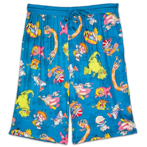 Spongebob Pajama Shorts Set - Bundle with 2 Pairs of XXL (44-46 Waist) Nickelodeon Sleeper Shorts Plus Bookmark | Retro Nickelodeon Pajamas for Men3