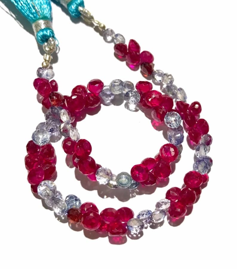 Perles à facettes en corindon naturel et topaze bleue 4x5mm pour bijoux