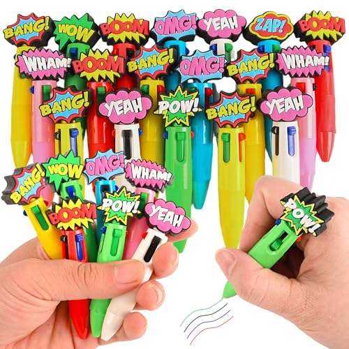 LiYiQ 25 bolígrafos multicolor 4 en 1 diseño héroe kawaii miniatura 1