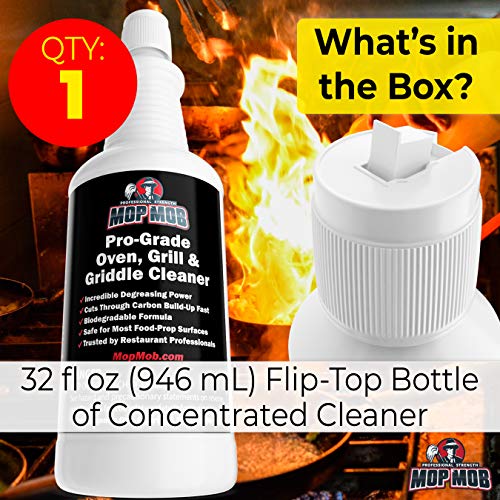 Commercial Grill And Oven Cleaner 32 Oz Concentrate 1Pk . Heavy-Duty, Fast-Acting Degreaser Solution Removes Carbon, Grime, Burnt Food And Oil For Griddles, Fryer Baskets And Kitchen Cooking Surfaces #TOP2