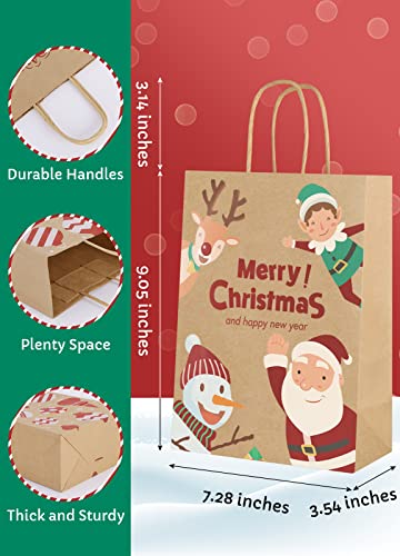 Gift Bags Medium Size with Handles - Holiday Decorations, Gift Bags Assortment with 12 Designs for Presents, Shopping and Parties - Bags Kraft Paper 24 Pack